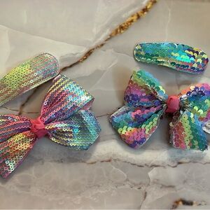Rainbow Sequin Hair Bow Set